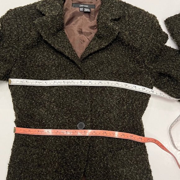 NEW ZARA Wool Bouclé Fitted Blazer in Brown Single Button Tailored Jacket Size S - Picture 13 of 15